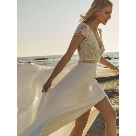 robe mariée fluide bohème dentelle Nectar Robe de mariée longue, Marylise