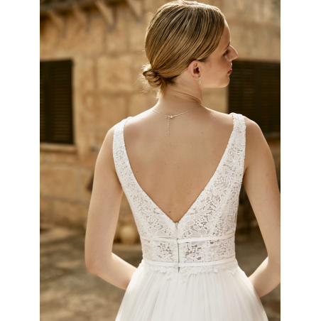 Robe de mariée bohème, dos nu, tulle et dentelle