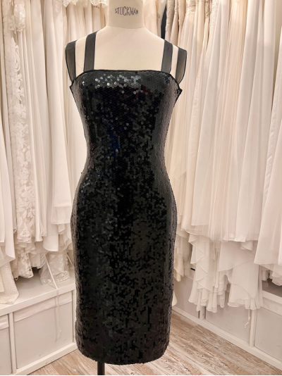 Robe cocktail noire courte sequins  Azzaro boutique
