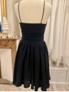 Robe courte noire en crèpe à fines bretelles, cocktail, Pablo