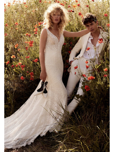 Robe de mariée sirène en guipure, bohème, Lilian West