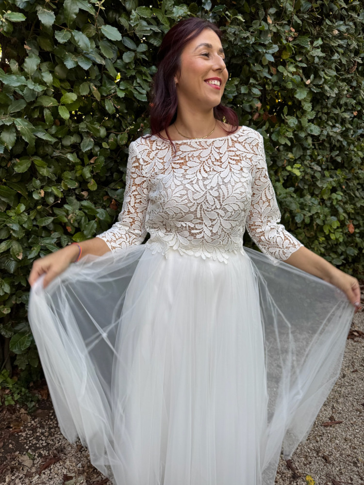 Jupe tutu de mariée en tulle souple, longueur midi, Juliette se