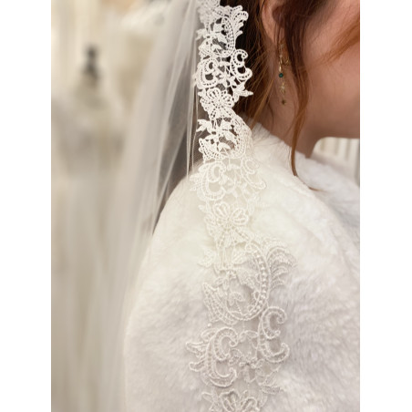 Voile de mariée tulle soft, bordure en guipure, toutes les longueurs disponibles