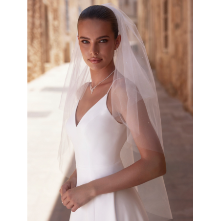 Voile de mariée en tulle pailleté ivoire champagne.