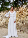 Cosmos, robe de mariée longue bohème dos nu, à manches longues, Créations Bochet