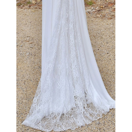 Cosmos, robe de mariée longue bohème dos nu, à manches longues, Créations Bochet