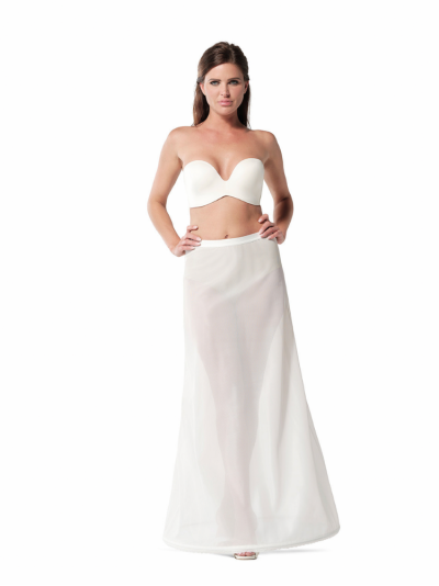 jupon de mariée long, forme A-line, ivoire