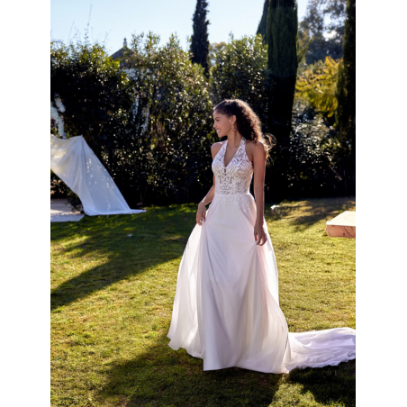 Kuti, robe bohème en dentelle longue, Justin Alexander