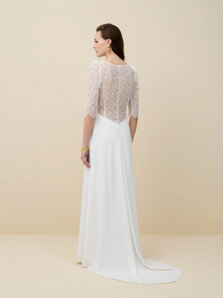 Bégonia, robe bohème manches longues et dentelles, Rembo Atelier