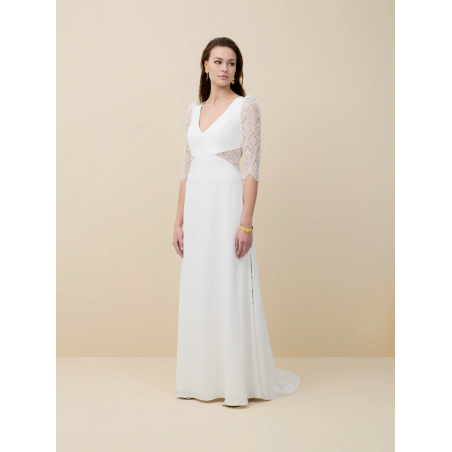 Bégonia, robe bohème manches longues et dentelles, Rembo Atelier