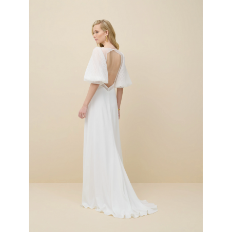 Podérosa, robe dos nu, manches bouffantes, Rembo Atelier