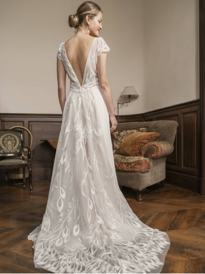 Marcy, robe princesse, dos nu, décolleté plongeant, Elsa Gary