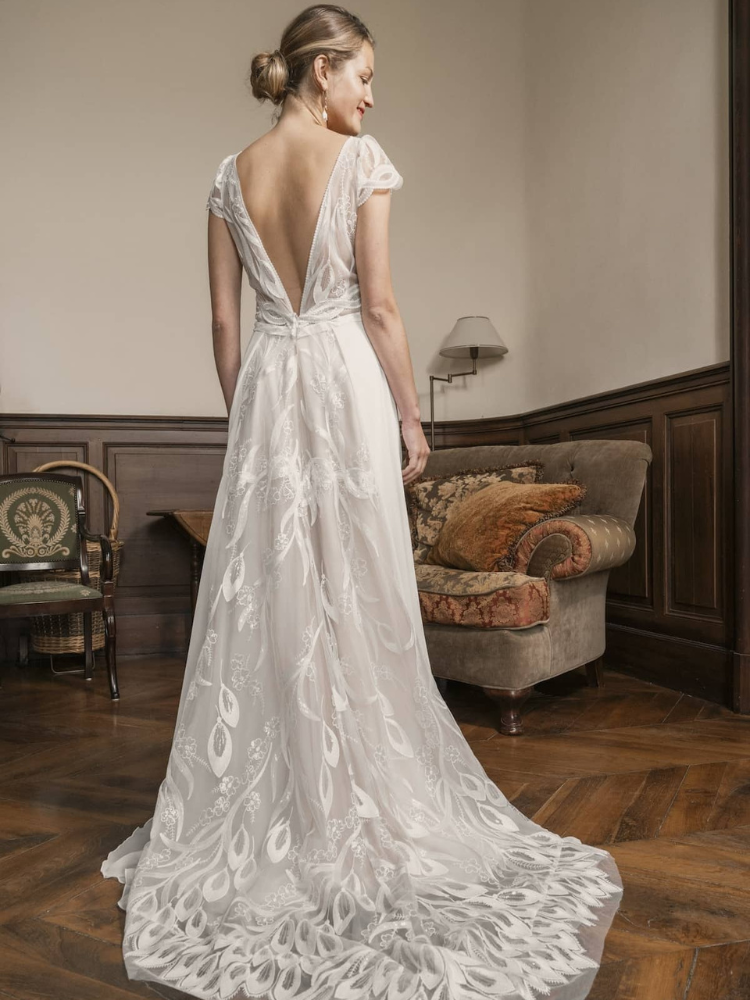 Marcy, robe princesse, dos nu, décolleté plongeant, Elsa Gary