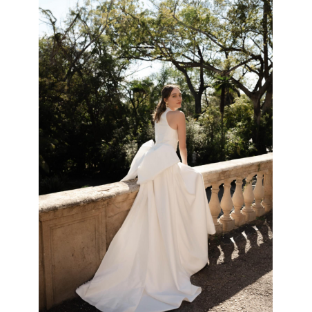 Let Me Love You, robe trapèze en mikado, décolleté, noeud dans le dos, Marylise Bridal