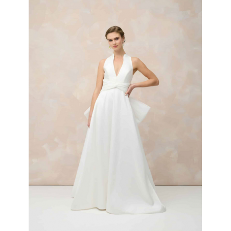 Let Me Love You, robe trapèze en mikado, décolleté, noeud dans le dos, Marylise Bridal