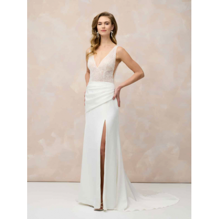 robe de mariée fourreau et dentelle Marylise