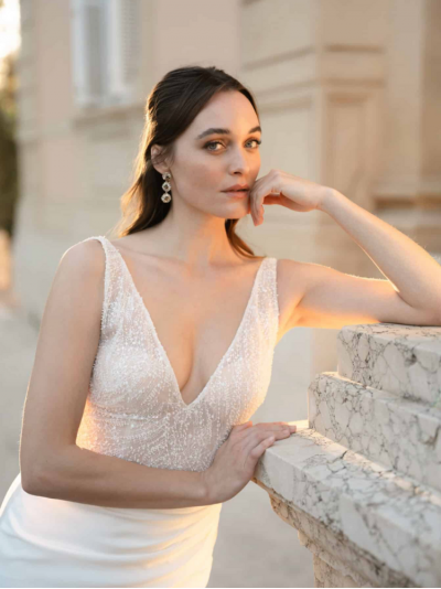 robe de mariée fourreau et dentelle Marylise