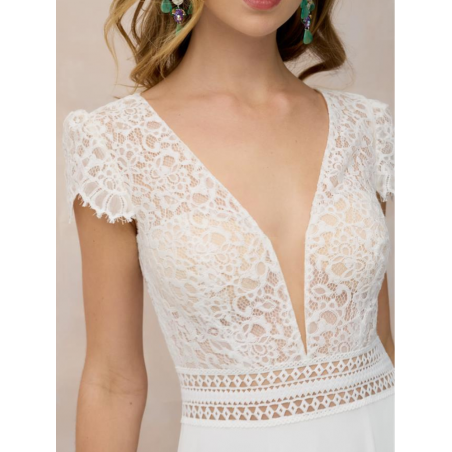 Honey Bee, robe de mariée longue fluide, bohème, dentelle de Calais, by Marylise, Rembo Styling