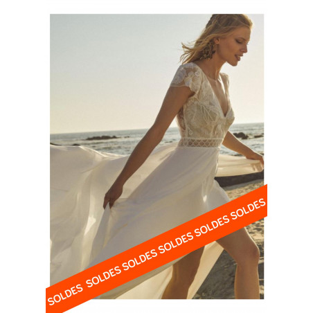 Robe de mariée longue, Marylise robe mariée fluide bohème dentelle Nectar