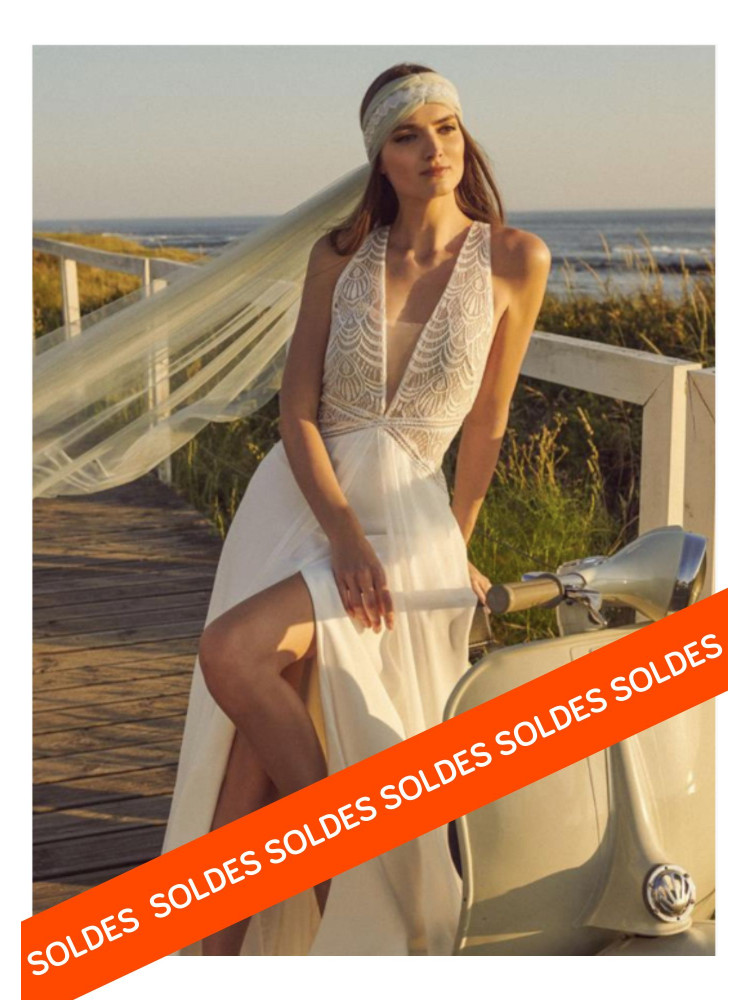 Rue, robe mariee glamour mousseline dentelle, Rembo Atelier