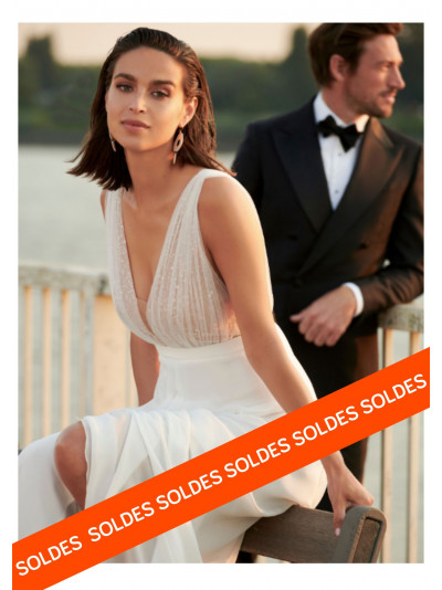 Robe fluide top doré sequin dos nu