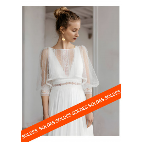 Robe Ocean et Top Oceane, soie et dentelle de Calais de Lambert Créations