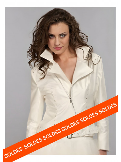 Perfecto, blouson mariée, soie sauvage ivoire, rock and Roll, Lambert Créations