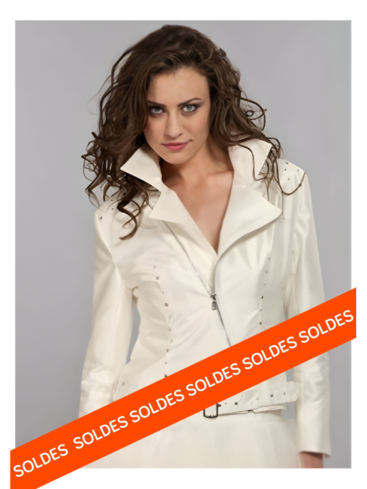 Perfecto, blouson mariée, soie sauvage ivoire, rock and Roll, Lambert Créations