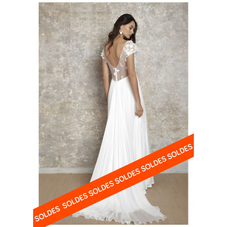 Persée, robe de mariée longue fluide dos nu Lambert Créations