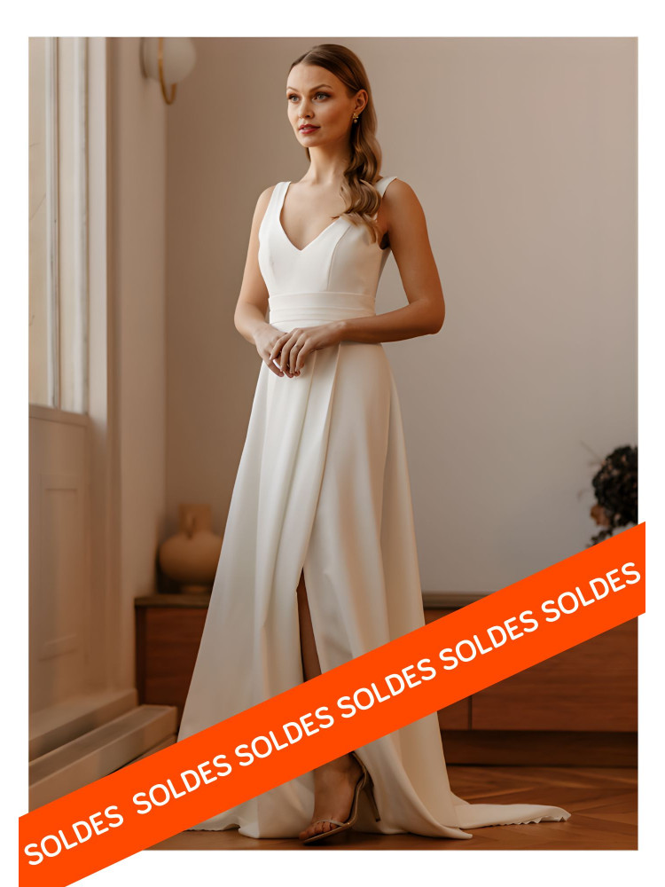 Ouragan, robe mariée fluide sans dentelle, dos nu, Elsa Gary