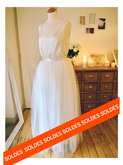 Fleur jupe de mariée longue en tulle et soie de Elise Hameau