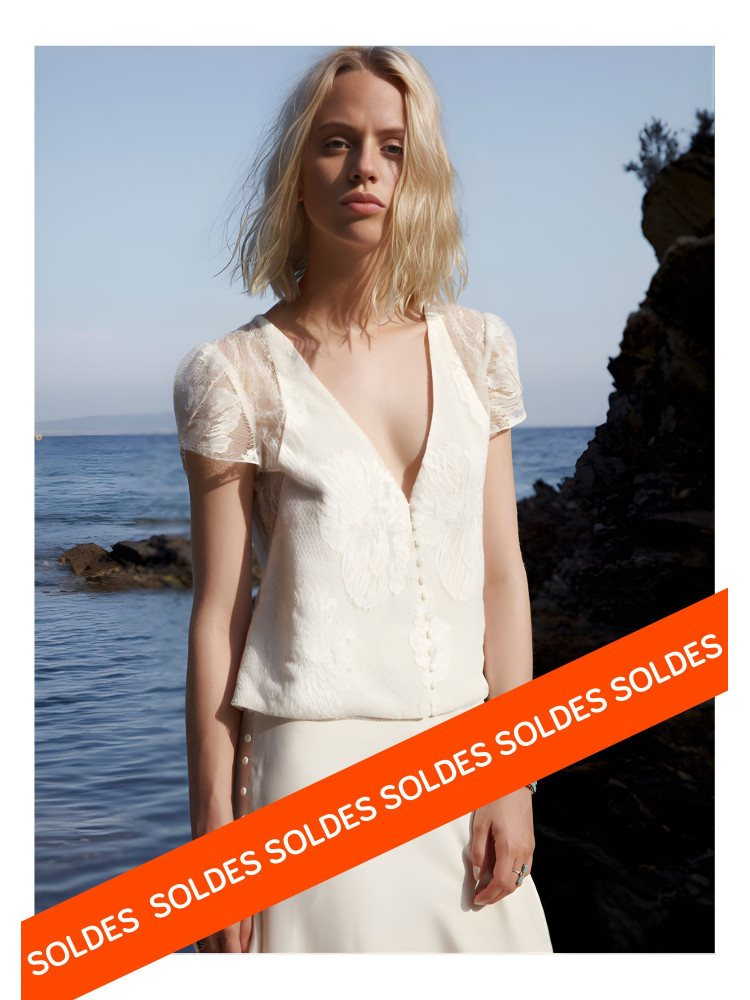 Top Lilas, dentelle de Calais bohème d'Elise Hameau