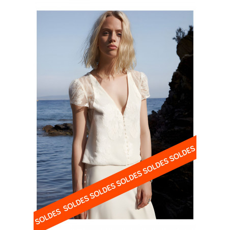 Top Lilas, dentelle de Calais bohème d'Elise Hameau