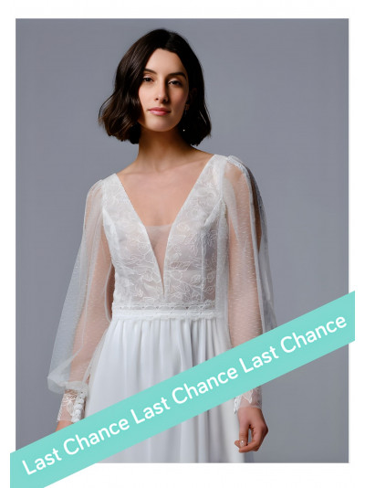 Vladia, robe longue bohème dos nu, manches longues, Créations Bochet