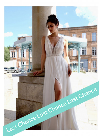 Vylette, robe de mariée longue bohème dos nu, création française, Créations Bochet