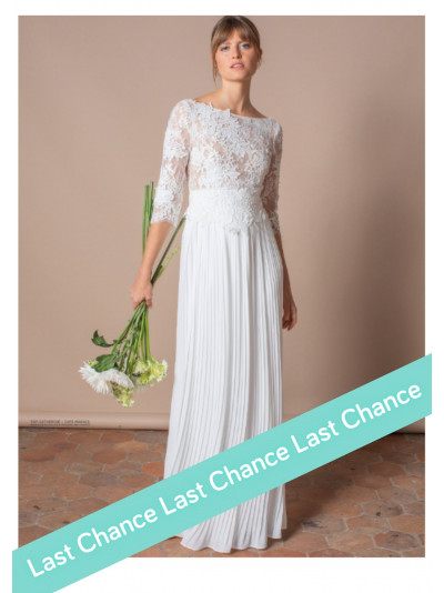 Marais, jupe longue de mariée, mousseline plissée, creation française Atelier Emelia