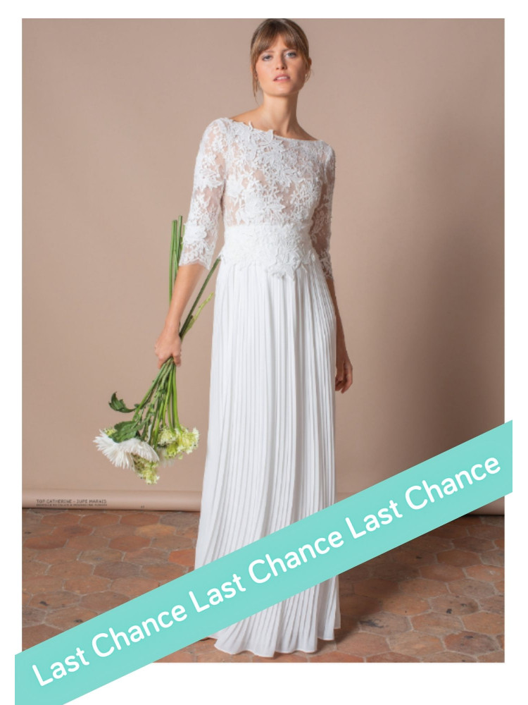 Marais, jupe longue de mariée, mousseline plissée, creation française Atelier Emelia