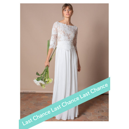 Marais, jupe longue de mariée, mousseline plissée, creation française Atelier Emelia