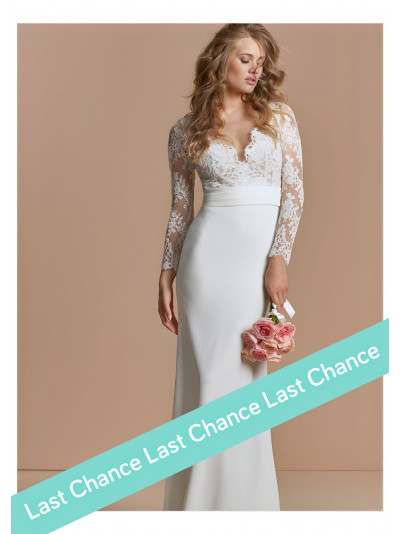 Robe fourreau Divine de Atelier Emelia, crêpe et dentelle de Calais