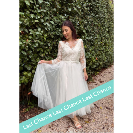 Top crop, top mariée Doris, dentelle, Lambert Créations