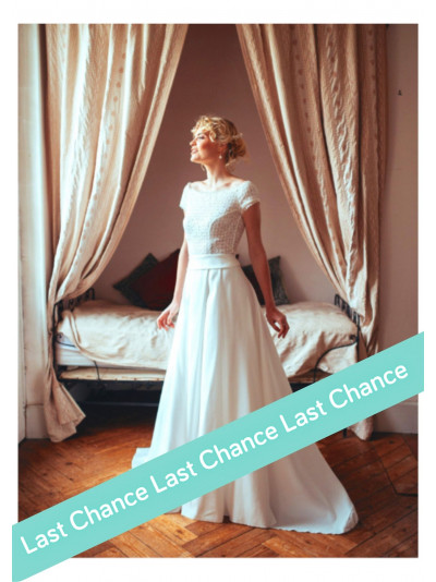 Sophiane, crop top en dentelle, encolure bateau,  Elsa Gary