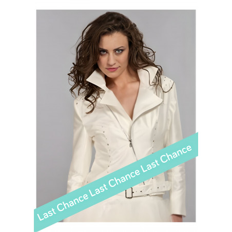 Perfecto, blouson mariée, soie sauvage ivoire, rock and Roll, Lambert Créations