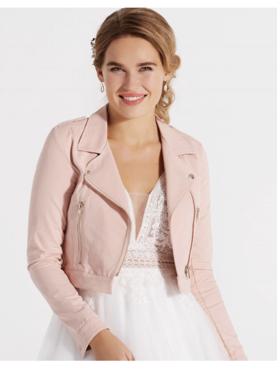 Perfecto mariée à manches longues en coton vieux rose