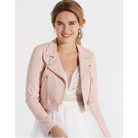 Perfecto mariée à manches longues en coton vieux rose