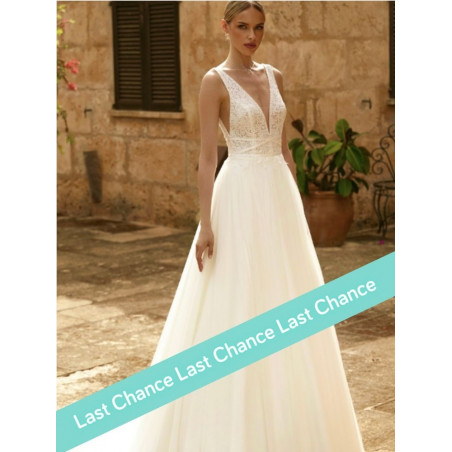 Robe de mariée bohème, dos nu, tulle et dentelle