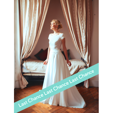 Sophiane, crop top en dentelle, encolure bateau,  Elsa Gary