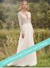 Robe romantique fluide dentelle à paillettes, manches longues Justin Alexander