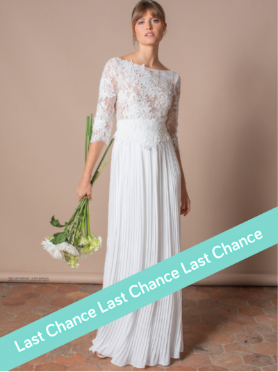 Marais, jupe longue de mariée, mousseline plissée, creation française Atelier Emelia