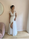 Robe de mariée longue fluide mousseline et dentelle de calais, by Atelier Emelia