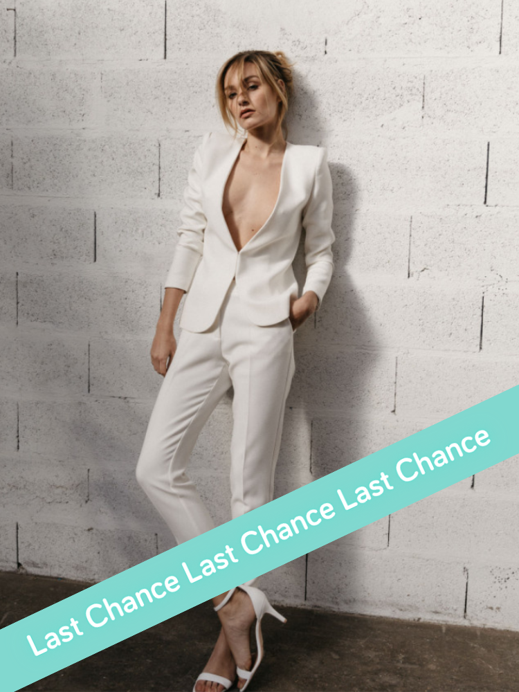 Pantalon smoking, pantalon fuseau, pantalon cigarette, pantalon mariée blanc